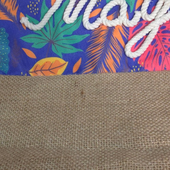 Robin Ruth Riviera‎ Maya Tote Bag Beach  Tropical Leaves Rope Handles Large - Picture 4 of 7